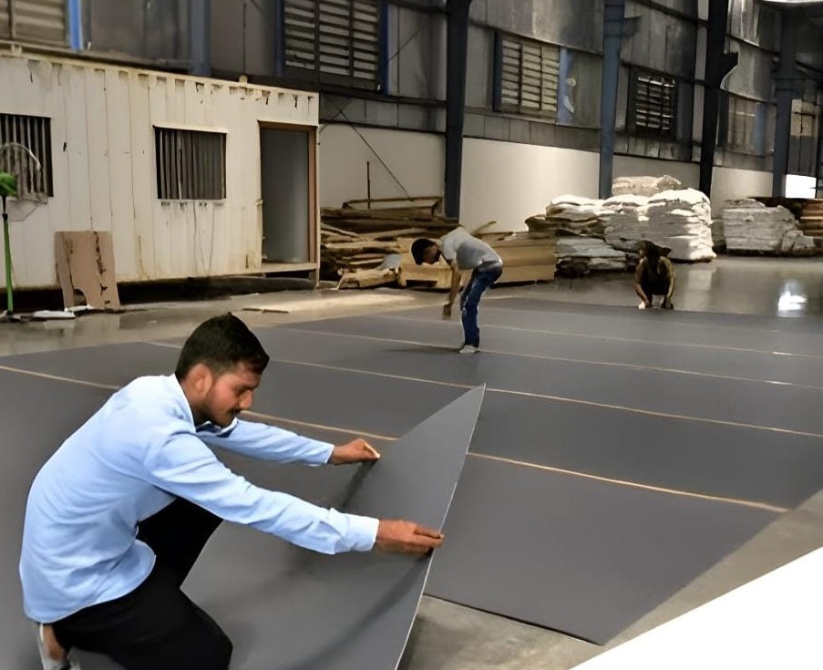 RakshaMat Floor Protection Sheets at Construction Site